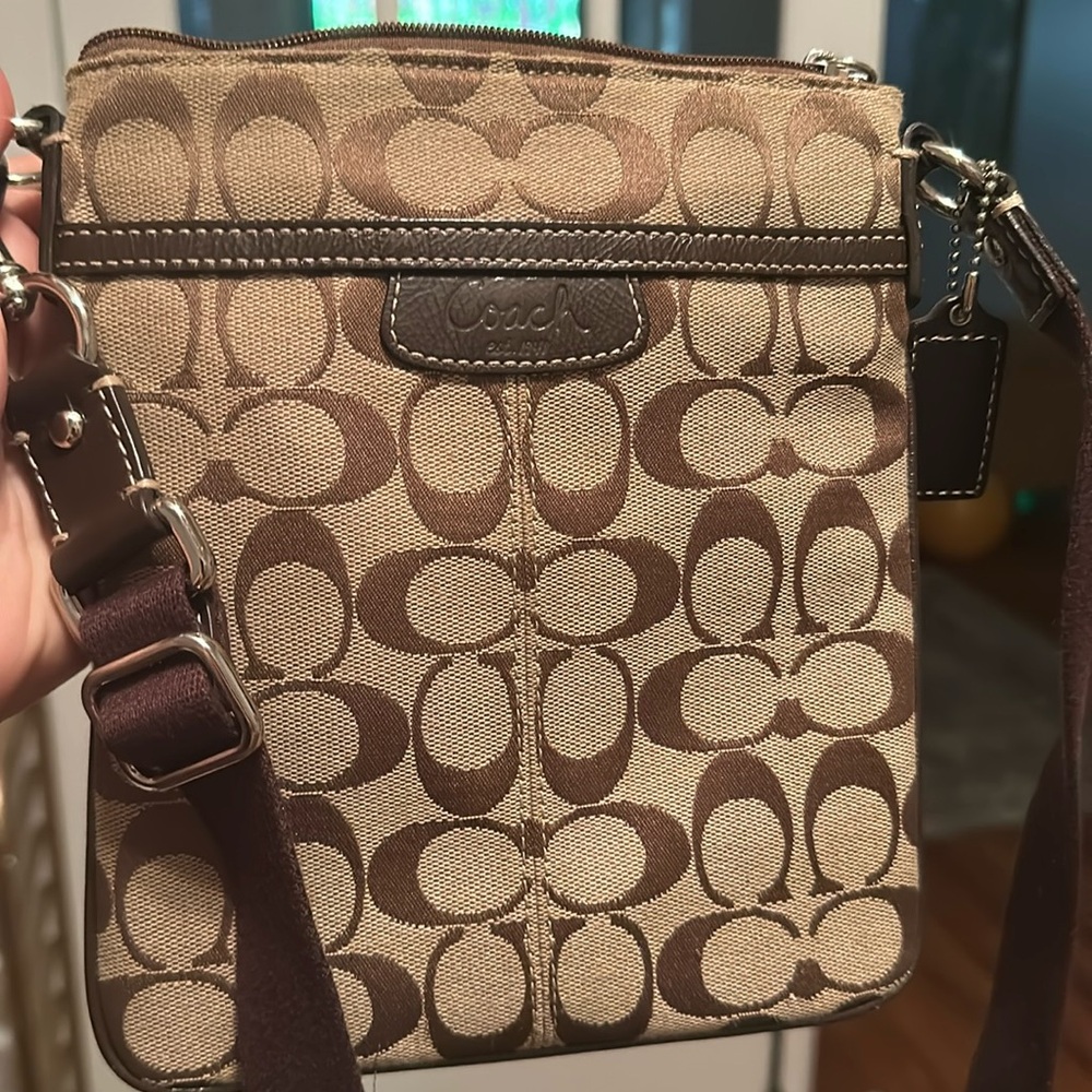 Lightly used. No marks. Coach Signature Swing Crossbody Bag